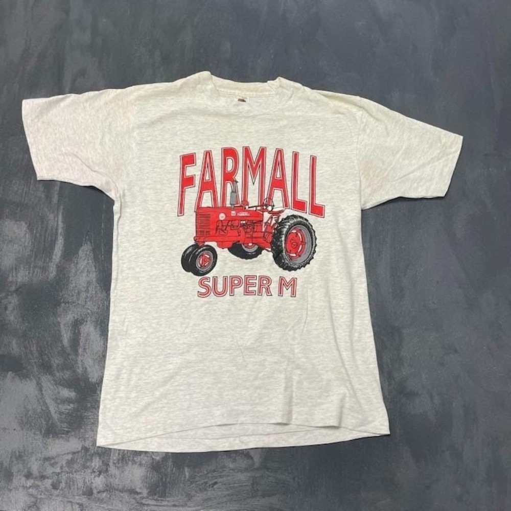 Vintage Farmall Super M Tractor T-Shirt Men Large Grey 1990s Fruit of the Loom